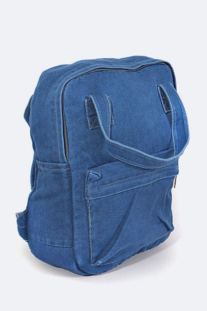 Top Handle Denim Backpack