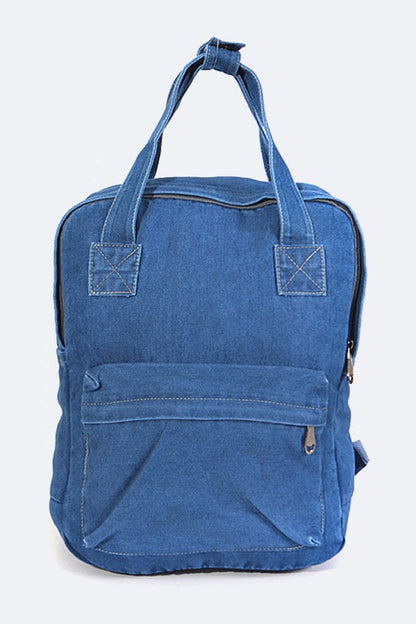 Top Handle Denim Backpack