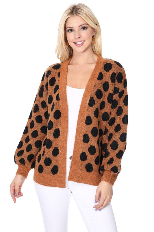 Polka Dot Jacquard Sweater Shrug Cardigan