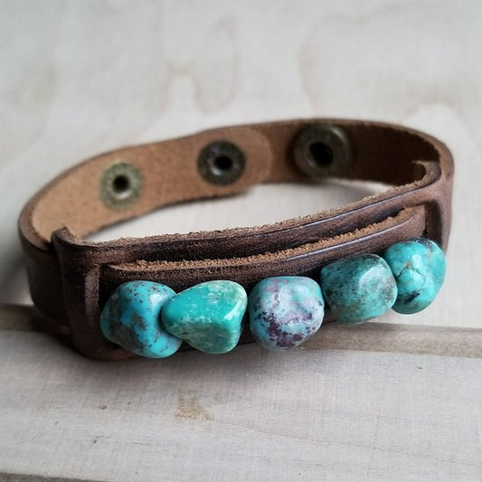 Narrow Cuff with African Turquoise Chunks