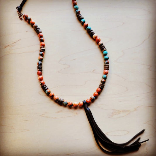 Multi Colored Turquoise Necklace with Wood