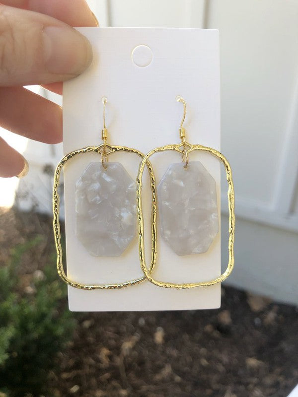 Ivory Gold Acrylic Chandelier Earrings
