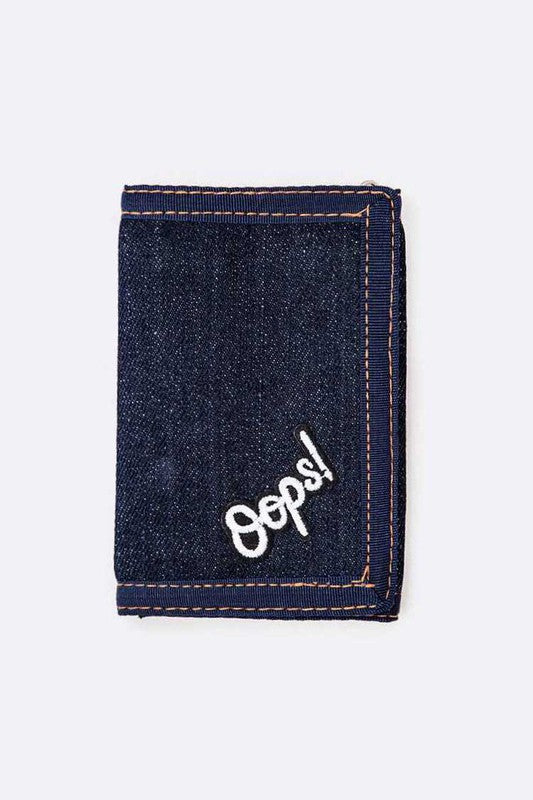 Oops Patch Iconic Denim Tri-Fold Wallet