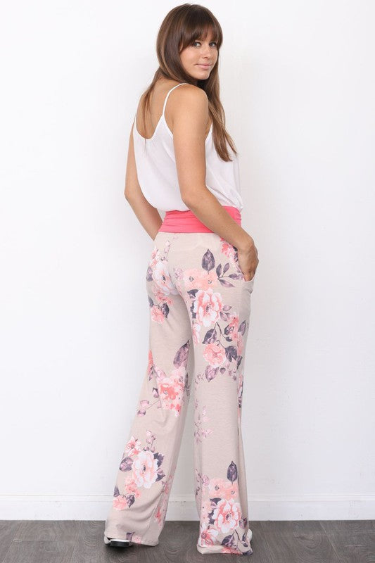 Vintage Floral Wide Leg Pants