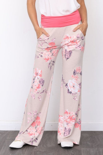 Vintage Floral Wide Leg Pants