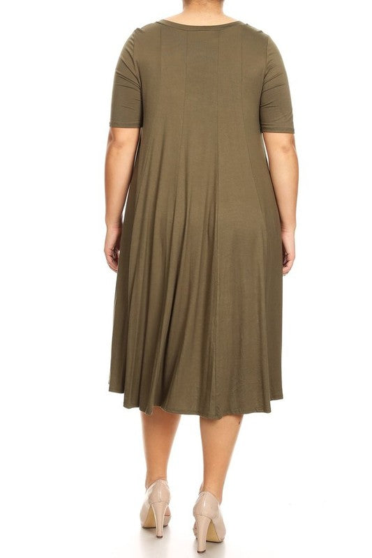Women's Oversized A-Line Casual Jersey Knit Dress Olive / 2XLarge Women's Oversized A-Line Casual Jersey Knit Dress Olive / 2XLarge