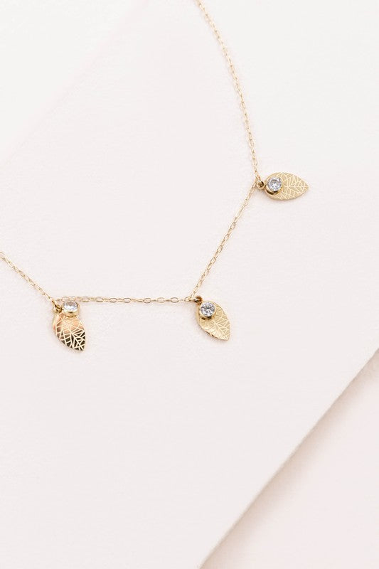 Leaf and Rhinestone Chain Anklet