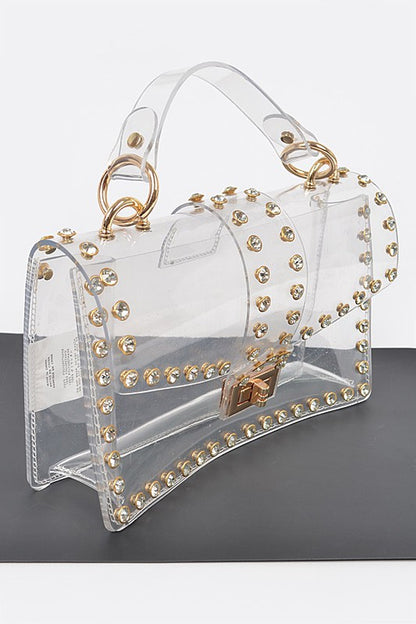 Crystal Accent Clear Crossbody Swing Bag