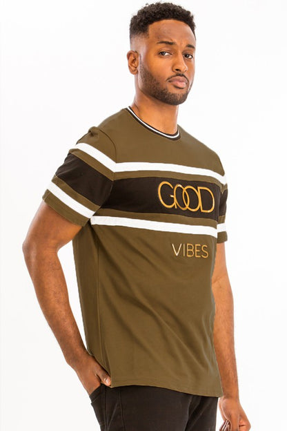 Good Vibes 3D Design Print Gold Foil