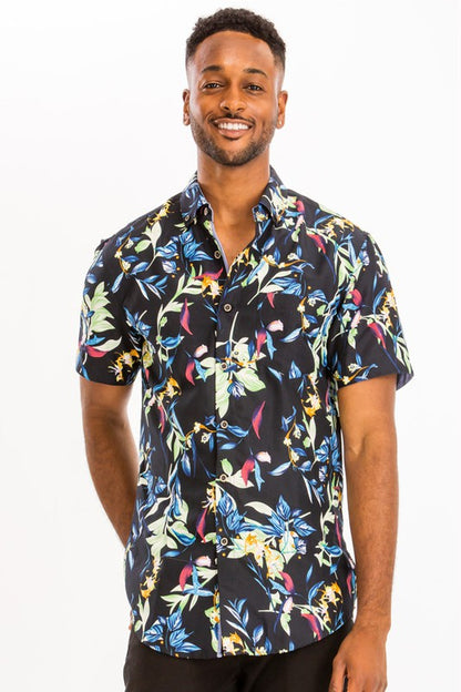 Weiv Hawaiian Print Button Down Shirt