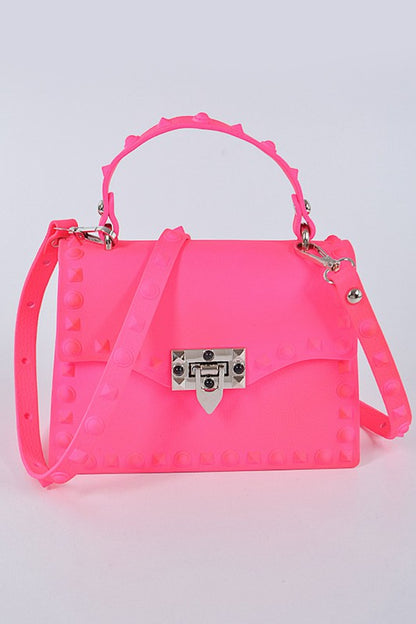 Tonal Studded Top Handle Swing Bag