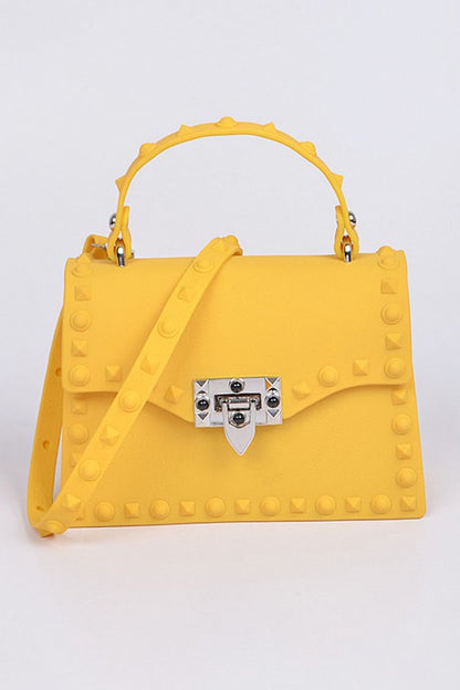 Tonal Studded Top Handle Swing Bag