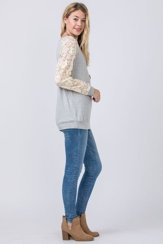 Plus Lace Sleeve Raglan Tunic