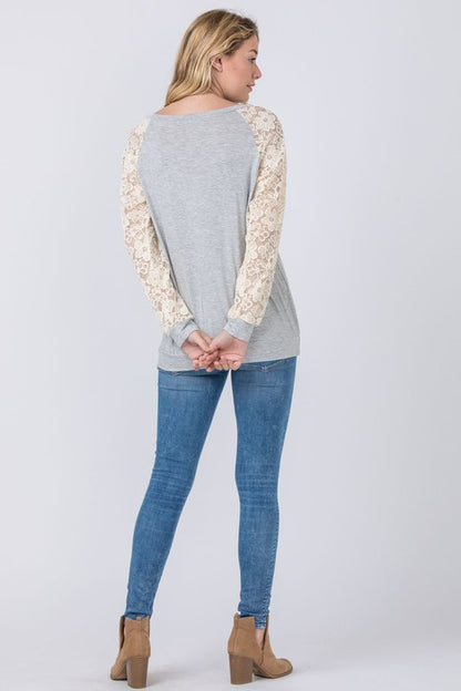 Plus Lace Sleeve Raglan Tunic