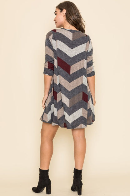 Plus Chevron A-Line Dress