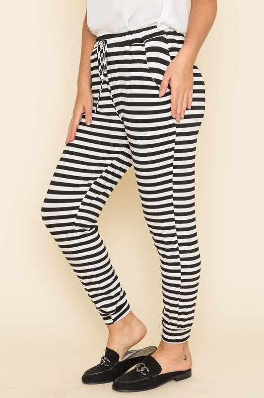 Plus Stripe Drawstring Jogger