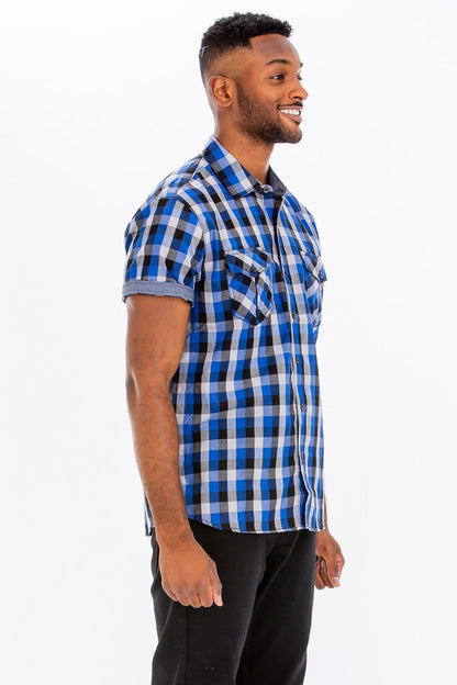 Mens Checkered Button Down Shirt