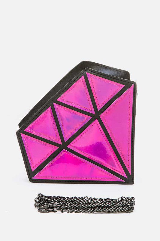 2 Tone Holographic Iconic Diamond Clutch Bag