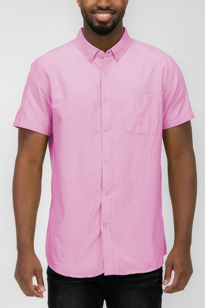 MENS PASTEL COLOR SHORT SLEEVE BUTTON DOWN