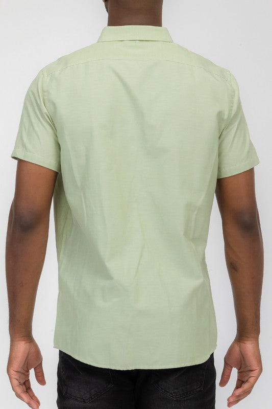 MENS PASTEL COLOR SHORT SLEEVE BUTTON DOWN