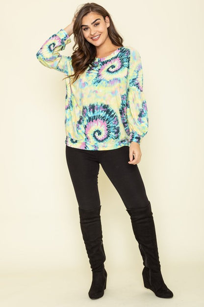 Boat Neck Swirl Tie Dye Tunic