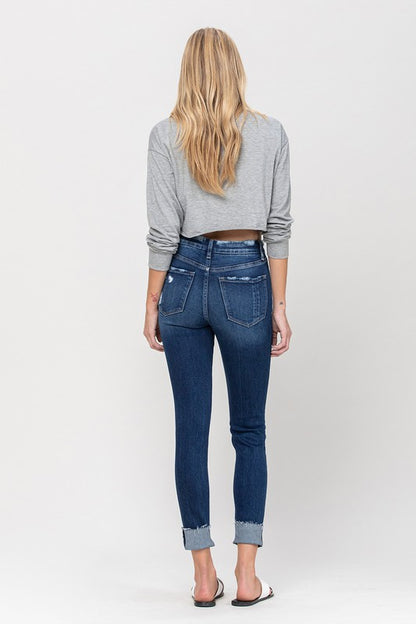 High Rise Distressed Clean Cut Crop Skinny