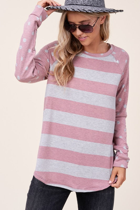 DOT STRIPE MIXED SWEATSHIRTS