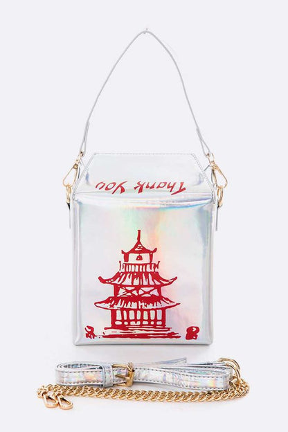 Holographic Iconic Chinese Take Out Box Clutch