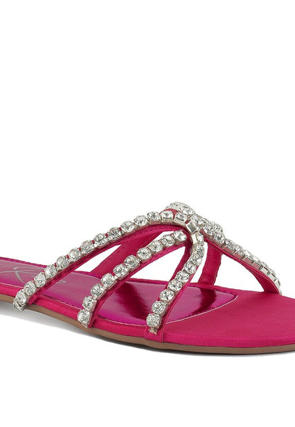 Mezzie Dimante Strap Flat Sandals