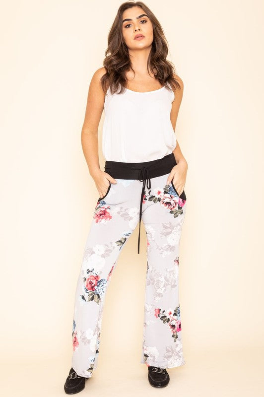 Plus Floral Drawstring Pants