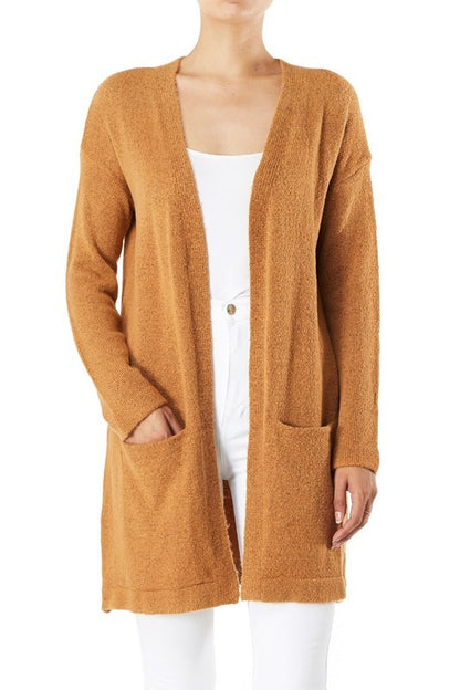 Cozy Elastic Loose Fit  Sweater Cardigan w/Pockets