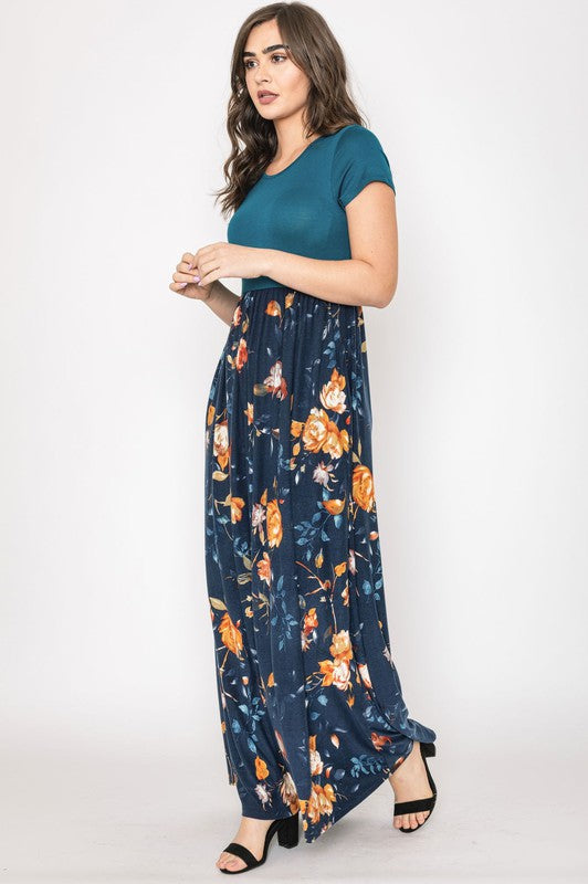 Short Sleeve Floral Maxi Dress