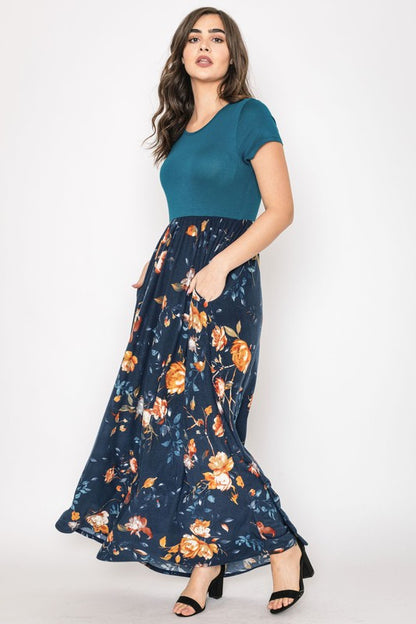 Short Sleeve Floral Maxi Dress