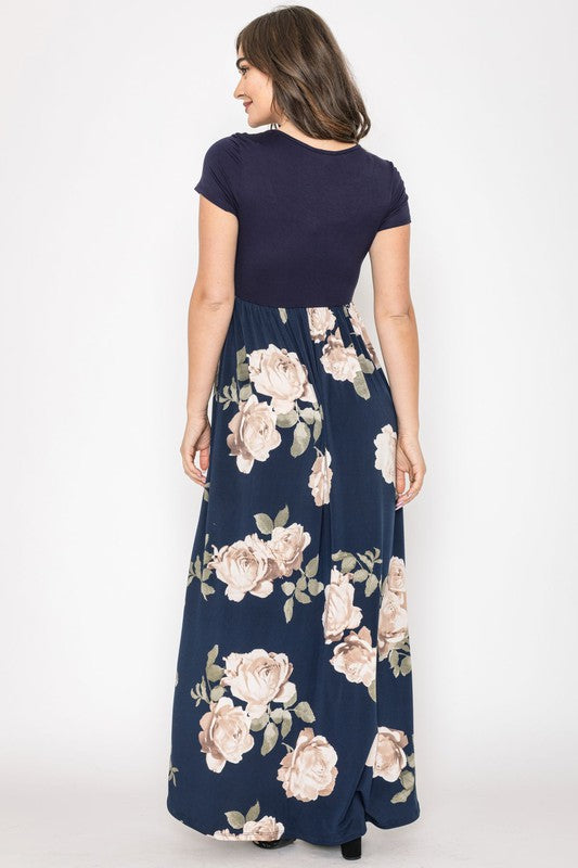 Short Sleeve Floral Maxi Dress