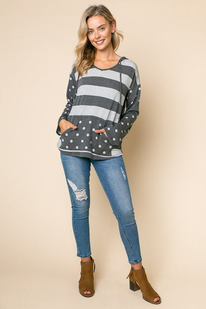 PLUS POLKA DOT STRIPE MIX SWEATSHIRTS