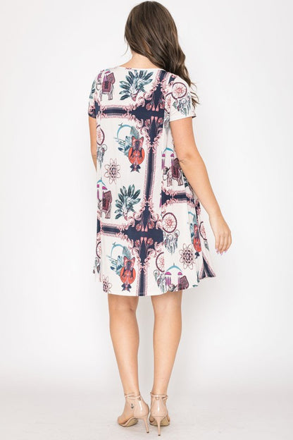 Plus Dream Catcher Print Shift Dress