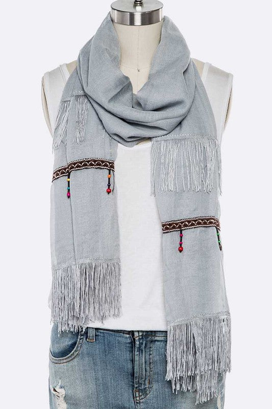 Fringe Tassel Large Oblong Scarf