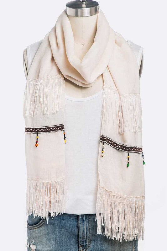 Fringe Tassel Large Oblong Scarf