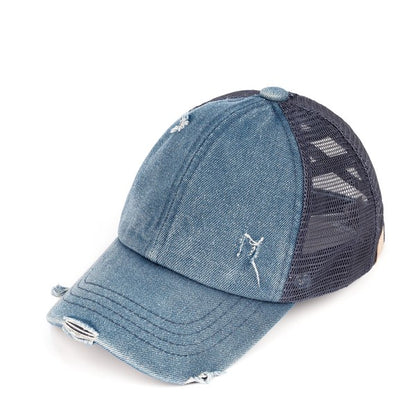 Kid Washed Denim Pony Cap