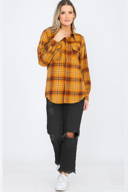 Regular Fit Checker Plaid Flannel Long Sleeve