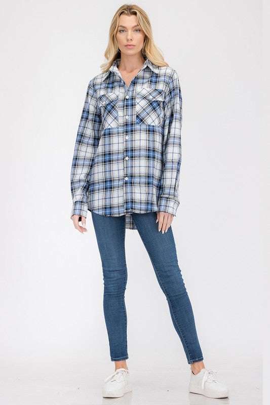 Regular Fit Checker Plaid Flannel Long Sleeve