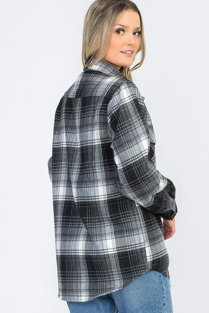 Regular Fit Checker Plaid Flannel Long Sleeve