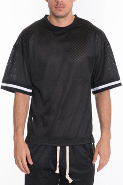 MESH SLEEVE TAPE ATHLETIC TSHIRT