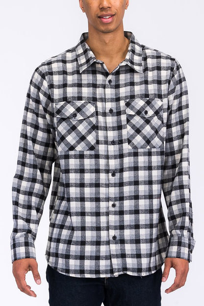 Weiv Regular Fit Checker Plaid Flannel Long Sleeve