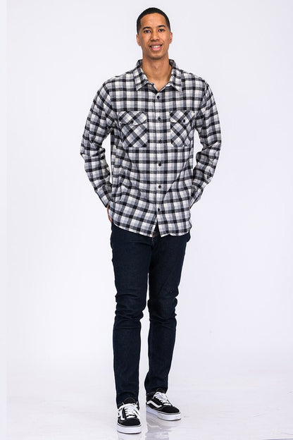 Weiv Regular Fit Checker Plaid Flannel Long Sleeve