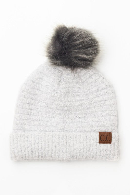 CC Ultra Soft Fur Pom Beanie