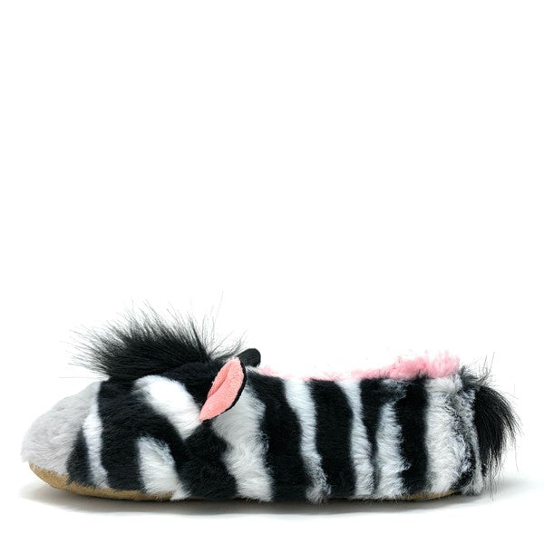 ZZ Zebra - Women's Fluffy Animal House Slippers