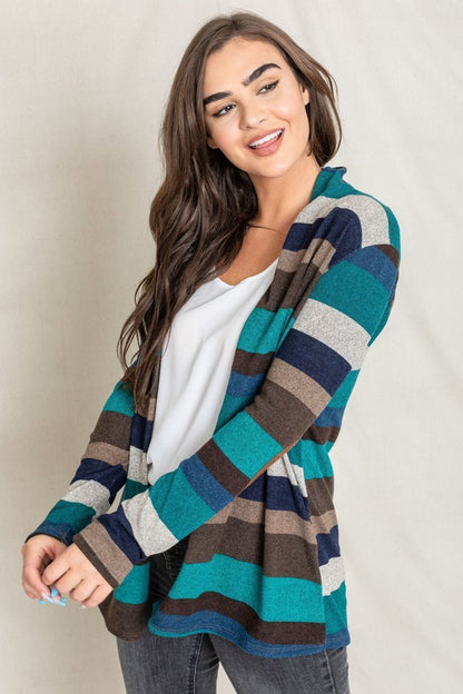 Stripe Elbow Patch Cardigan