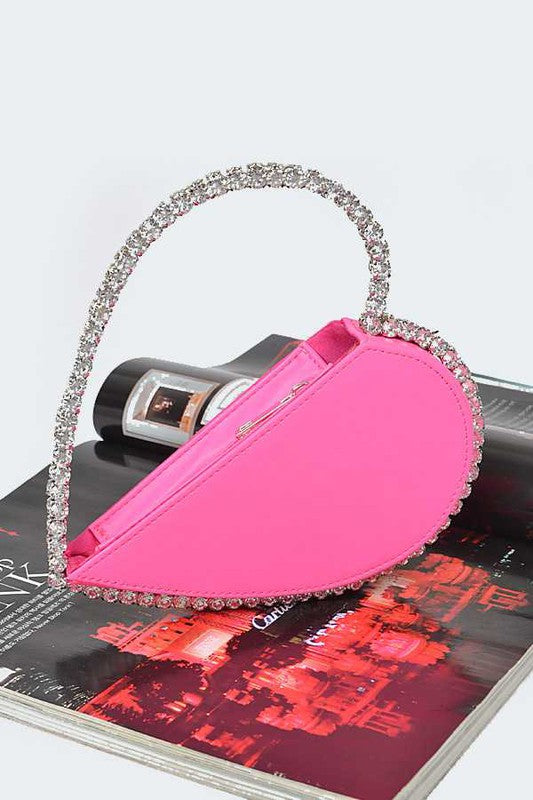 Crystal Handle Heart Clutch