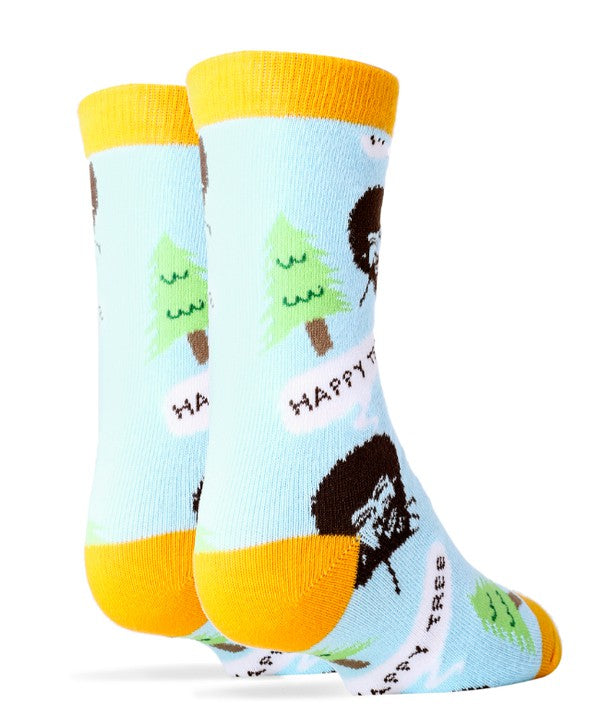 Bob Ross Happy Tree - Kid's Funny Crew Socks